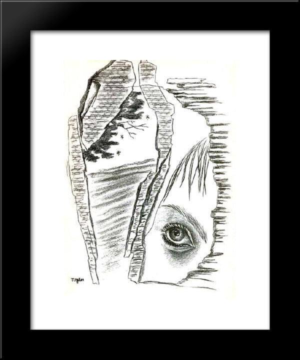 The Night 20x24 Black Modern Wood Framed Art Print Poster by Toyen