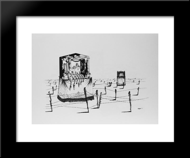 The Shooting Gallery Ix 20x24 Black Modern Wood Framed Art Print Poster by Toyen