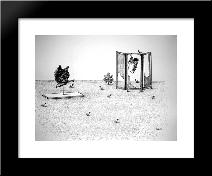 The Shooting Gallery Vi 20x24 Black Modern Wood Framed Art Print Poster by Toyen