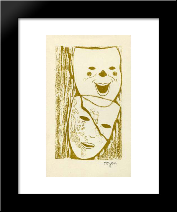Two Masks 20x24 Black Modern Wood Framed Art Print Poster by Toyen