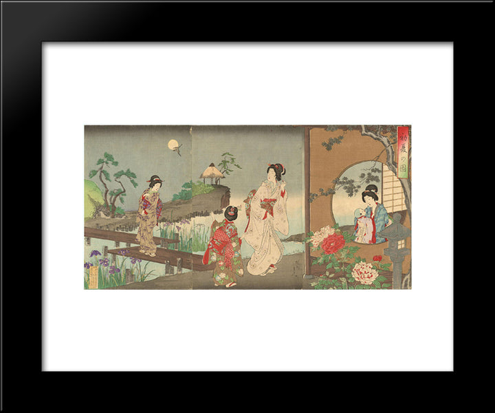 Garden In Early Summer 20x24 Black Modern Wood Framed Art Print Poster by Toyohara, Chikanobu