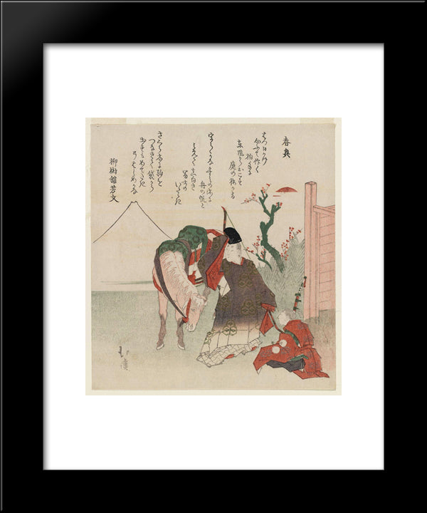 Late Spring' Narihira And Attendant 20x24 Black Modern Wood Framed Art Print Poster by Hokkei, Toyota