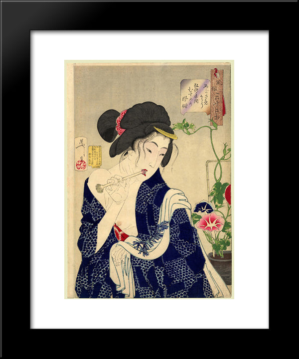 Looking As If She Is Waking Up - The Appearance Of A Maiden Of The Koka Era 20x24 Black Modern Wood Framed Art Print Poster by Yoshitoshi, Tsukioka