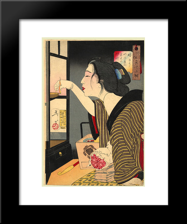Looking Dark - The Appearance Of A Wife During The Meiji Era 20x24 Black Modern Wood Framed Art Print Poster by Yoshitoshi, Tsukioka