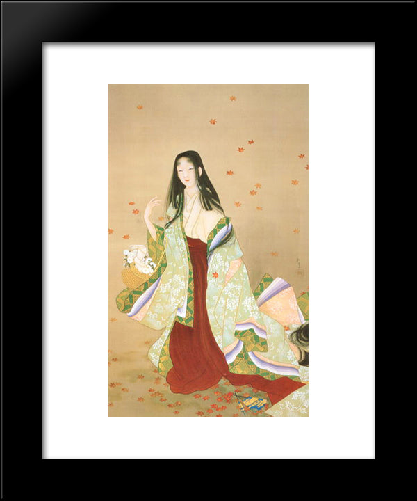Flower Basket 20x24 Black Modern Wood Framed Art Print Poster by Shoen, Uemura