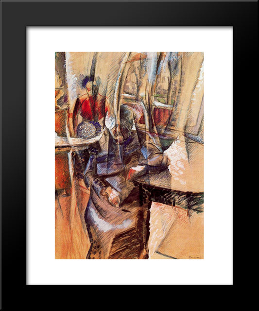 Interior With Two Female Figures 20x24 Black Modern Wood Framed Art Print Poster by Boccioni, Umberto