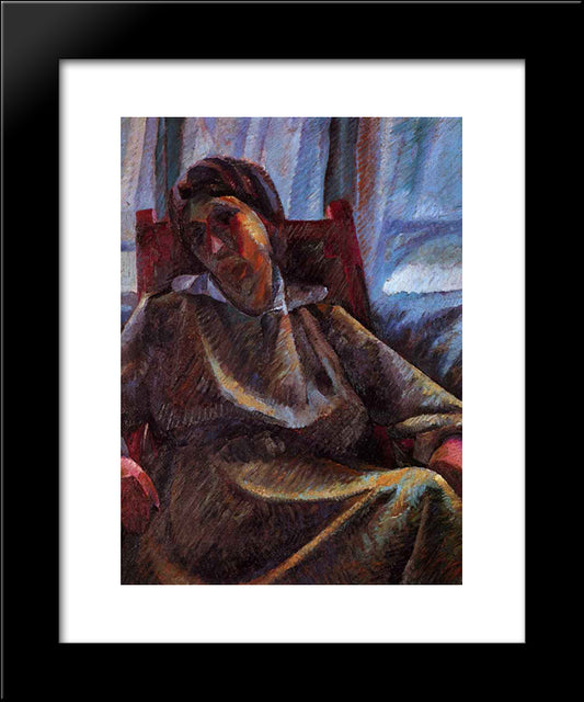 Plastic Synthesis - Seated Person 20x24 Black Modern Wood Framed Art Print Poster by Boccioni, Umberto