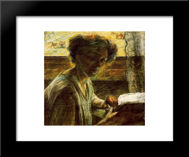 Portrait Of A Young Woman 20x24 Black Modern Wood Framed Art Print Poster by Boccioni, Umberto
