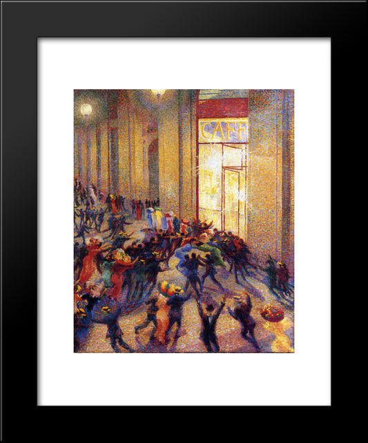 Riot In The Galleria 20x24 Black Modern Wood Framed Art Print Poster by Boccioni, Umberto