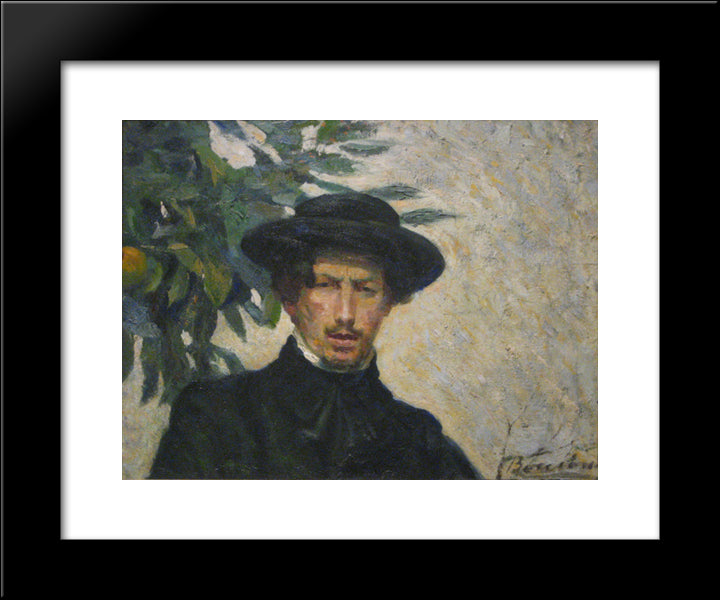 Self-Portrait 20x24 Black Modern Wood Framed Art Print Poster by Boccioni, Umberto