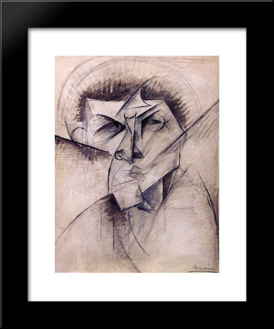 Study For Sculpture 'Empty And Full Abstracts Of A Head' 20x24 Black Modern Wood Framed Art Print Poster by Boccioni, Umberto
