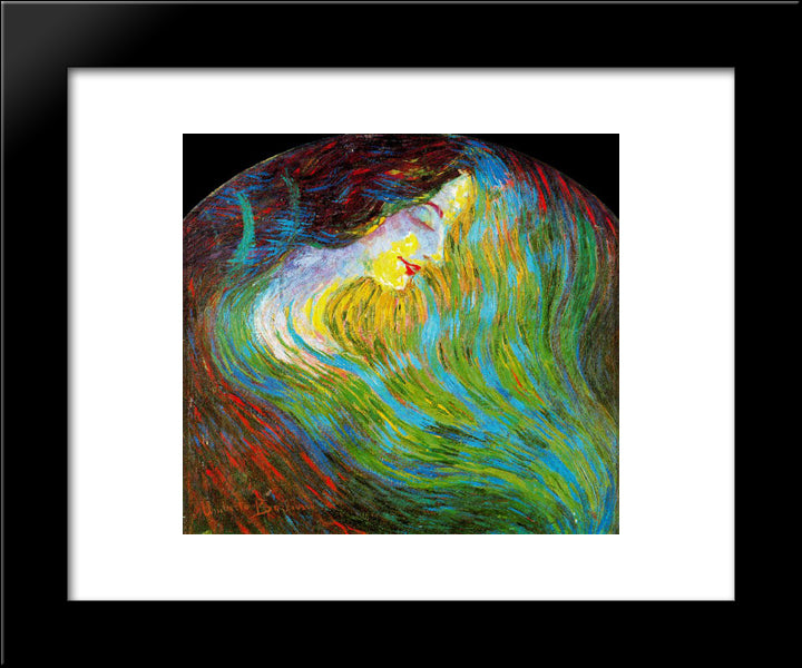 Study Of A Feminine Face 20x24 Black Modern Wood Framed Art Print Poster by Boccioni, Umberto
