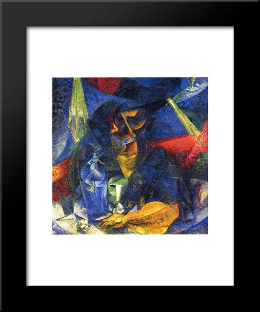 Woman In A Cafe Compenetrations Of Lights And Planes 20x24 Black Modern Wood Framed Art Print Poster by Boccioni, Umberto