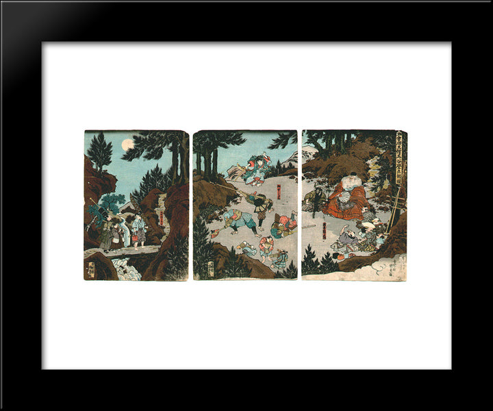 Ushiwaka-Maru Training With The Tengu 20x24 Black Modern Wood Framed Art Print Poster by Kunisada, Utagawa