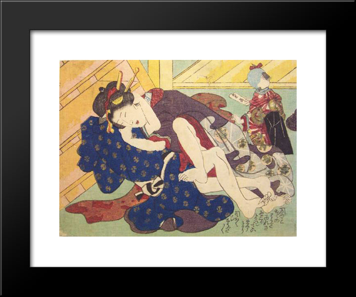 Beneath The Stairs 20x24 Black Modern Wood Framed Art Print Poster by Kunisada II, Utagawa