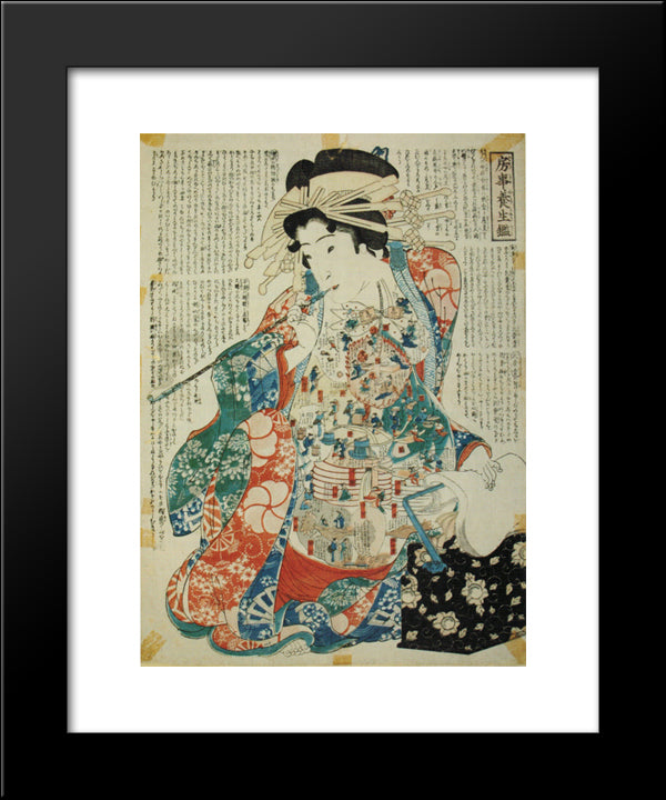 Sexual Life Rules 20x24 Black Modern Wood Framed Art Print Poster by Kunisada II, Utagawa