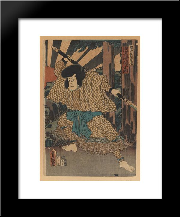 The Kabuki Actor Kawaharazaki Gonjuro As Kagekiyo 20x24 Black Modern Wood Framed Art Print Poster by Kunisada II, Utagawa