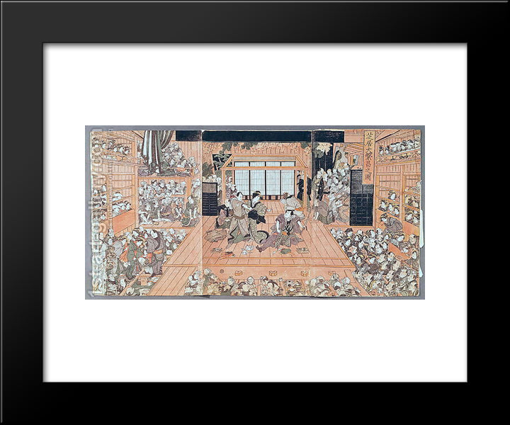 Interior Of A Theatre 20x24 Black Modern Wood Framed Art Print Poster by Toyokuni, Utagawa