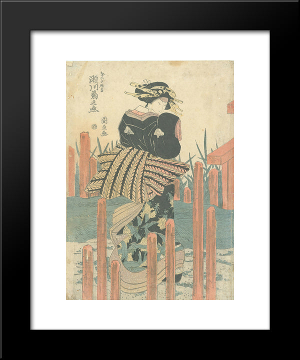 Segawa Kikunojo V As Onnagata 20x24 Black Modern Wood Framed Art Print Poster by Toyokuni, Utagawa