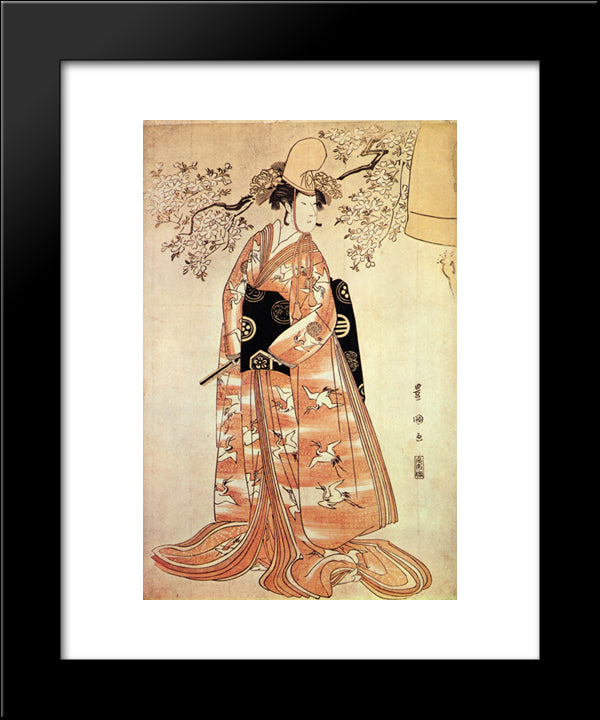 Nakamura Nosio The Second Performs The Dance Dodzedzi 20x24 Black Modern Wood Framed Art Print Poster by Toyokuni II, Utagawa