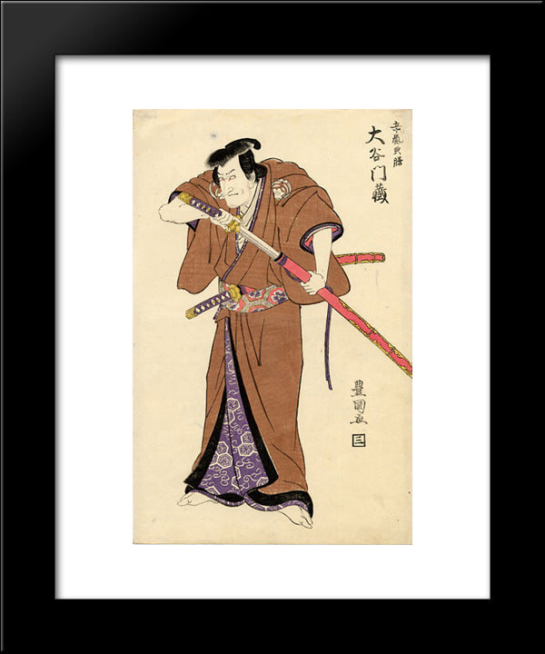 The Actor Otani Monzo In The Role Of Igarashi Tenzen 20x24 Black Modern Wood Framed Art Print Poster by Toyokuni II, Utagawa