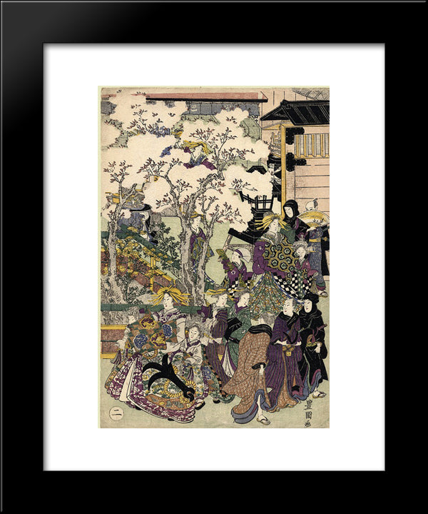 The Promenade 20x24 Black Modern Wood Framed Art Print Poster by Toyokuni II, Utagawa