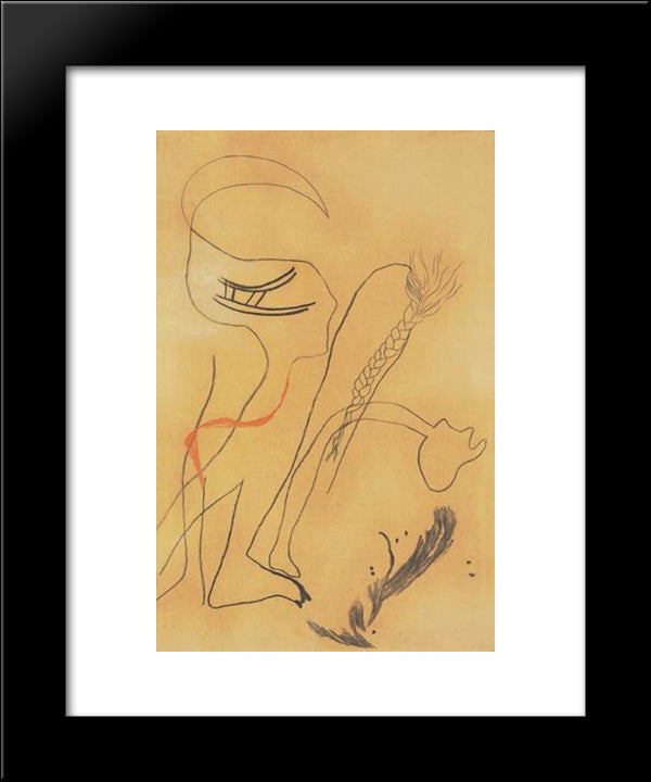 Composition With Braided Hair 20x24 Black Modern Wood Framed Art Print Poster by Lajos, Vajda