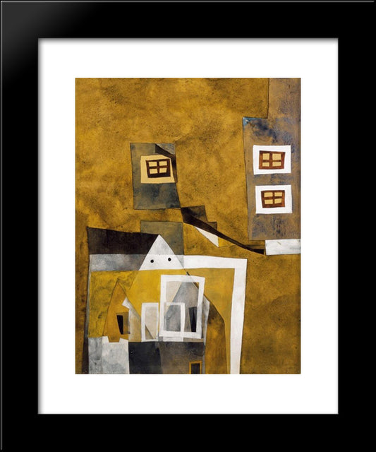 Floating Houses 20x24 Black Modern Wood Framed Art Print Poster by Lajos, Vajda