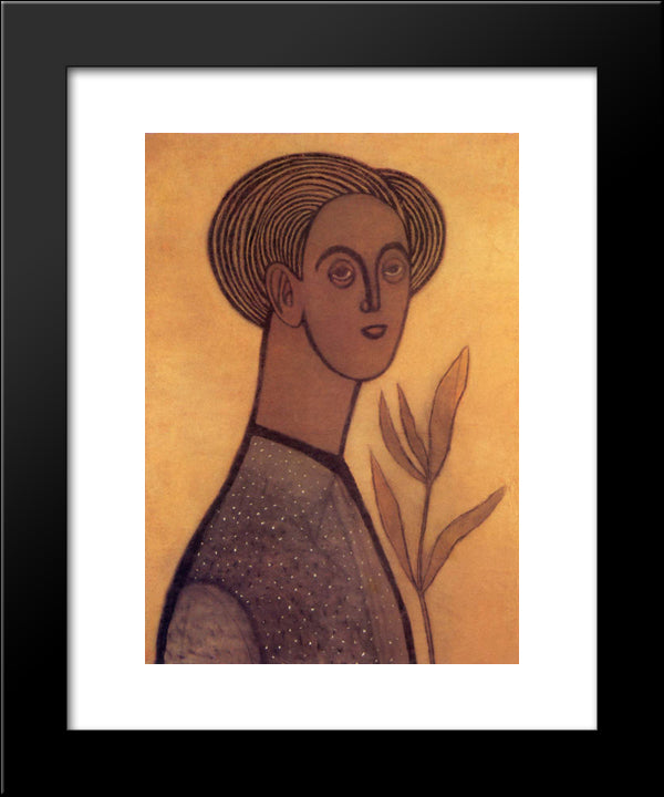 Self-Portrait 20x24 Black Modern Wood Framed Art Print Poster by Lajos, Vajda