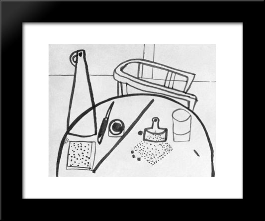Table Still-Life With Armchair 20x24 Black Modern Wood Framed Art Print Poster by Lajos, Vajda