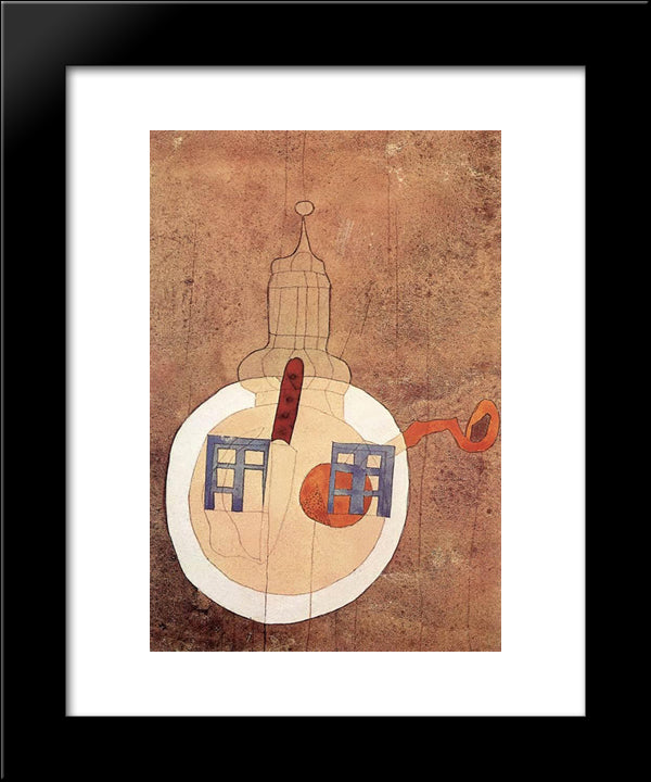 Tower With Still-Life On A Plate 20x24 Black Modern Wood Framed Art Print Poster by Lajos, Vajda
