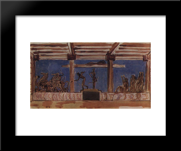 Apollo And Diana, Beating Children Niobe 20x24 Black Modern Wood Framed Art Print Poster by Serov, Valentin