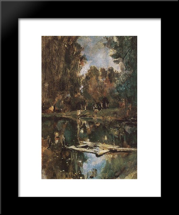 Pond In Abramtsevo 20x24 Black Modern Wood Framed Art Print Poster by Serov, Valentin