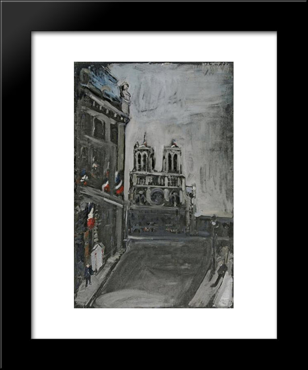 Notre - Dame In Paris 20x24 Black Modern Wood Framed Art Print Poster by Varlin