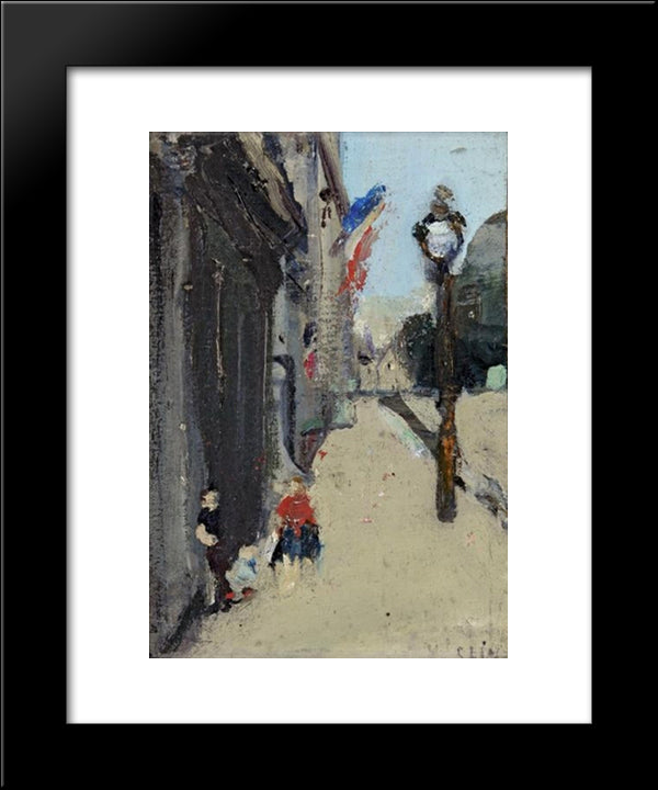 Strasse In Paris 20x24 Black Modern Wood Framed Art Print Poster by Varlin