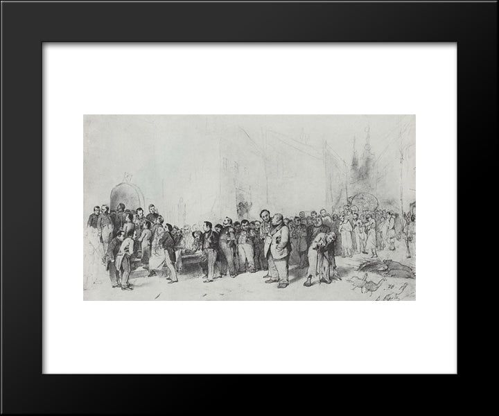 Gogol Is Supported By The Figures Of His Works To The Grave 20x24 Black Modern Wood Framed Art Print Poster by Perov, Vasily