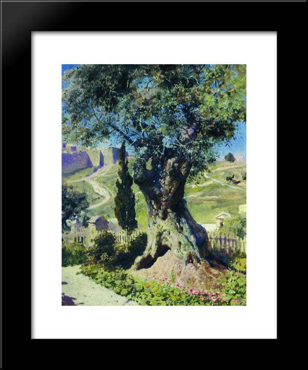 An Olive Tree In The Garden Of Gethsemane 20x24 Black Modern Wood Framed Art Print Poster by Polenov, Vasily