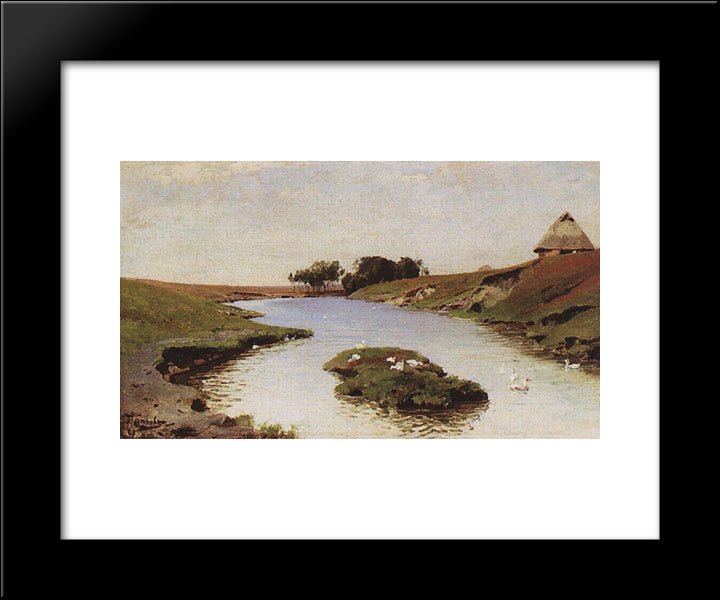 Landscape With A River 20x24 Black Modern Wood Framed Art Print Poster by Polenov, Vasily