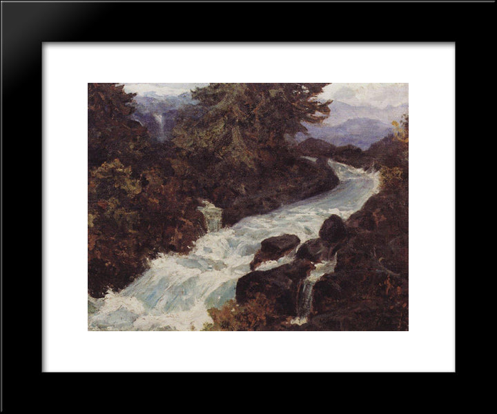 Waterfall 20x24 Black Modern Wood Framed Art Print Poster by Polenov, Vasily
