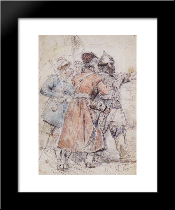 Yermak With Cossacks (Study To The Conquest Of Siberia By Yermak) 20x24 Black Modern Wood Framed Art Print Poster by Surikov, Vasily