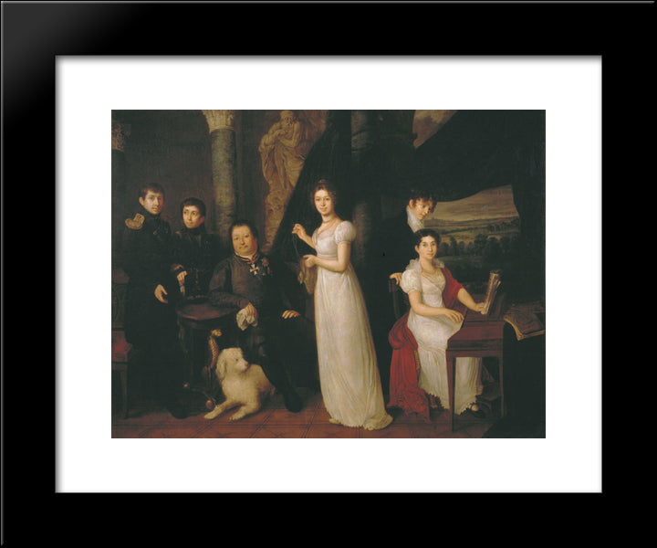 Family Portrait Of Counts Morkovs 20x24 Black Modern Wood Framed Art Print Poster by Tropinin, Vasily