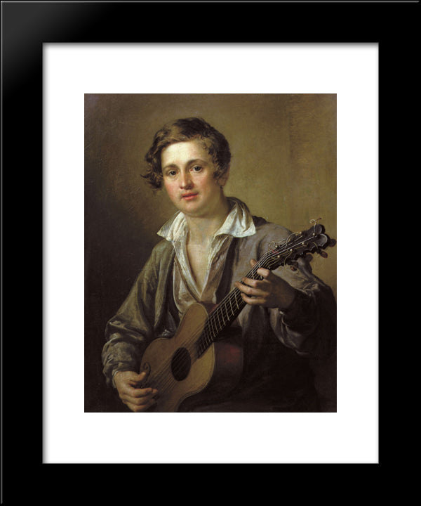 Guitarist 20x24 Black Modern Wood Framed Art Print Poster by Tropinin, Vasily