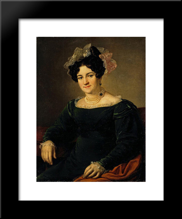 Portrait Of A P.I. Sapozhnikova 20x24 Black Modern Wood Framed Art Print Poster by Tropinin, Vasily