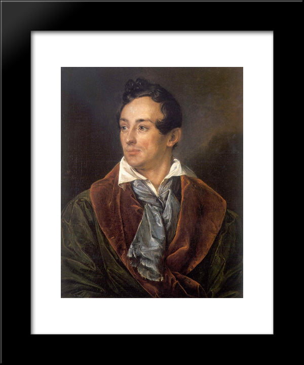 Portrait Of A Young Man In A Green Robe 20x24 Black Modern Wood Framed Art Print Poster by Tropinin, Vasily