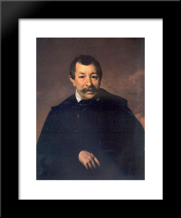 Portrait Of An Unknown (From A Family Of Mosolov) 20x24 Black Modern Wood Framed Art Print Poster by Tropinin, Vasily