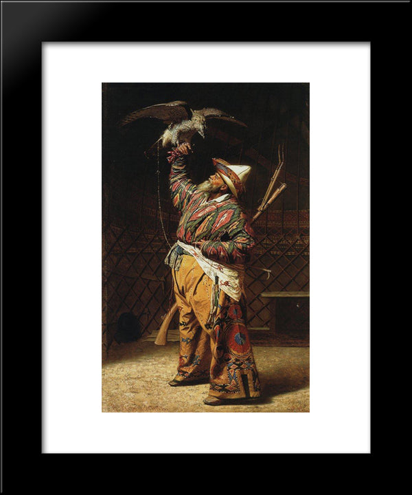 A Rich Kyrgyz Hunter With A Falcon 20x24 Black Modern Wood Framed Art Print Poster by Vereshchagin, Vasily