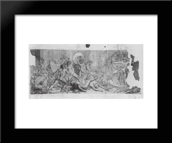 Beating The Fiances Of Penelope Returning Ulysses 20x24 Black Modern Wood Framed Art Print Poster by Vereshchagin, Vasily