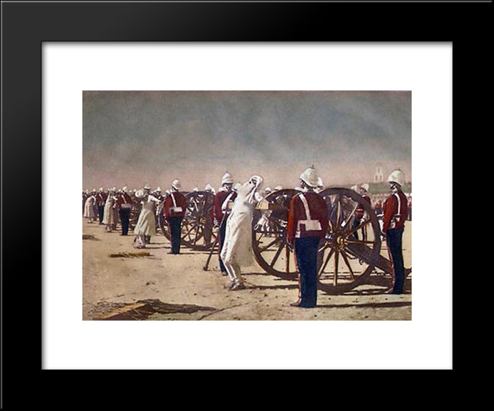 Blowing From Guns In British India 20x24 Black Modern Wood Framed Art Print Poster by Vereshchagin, Vasily