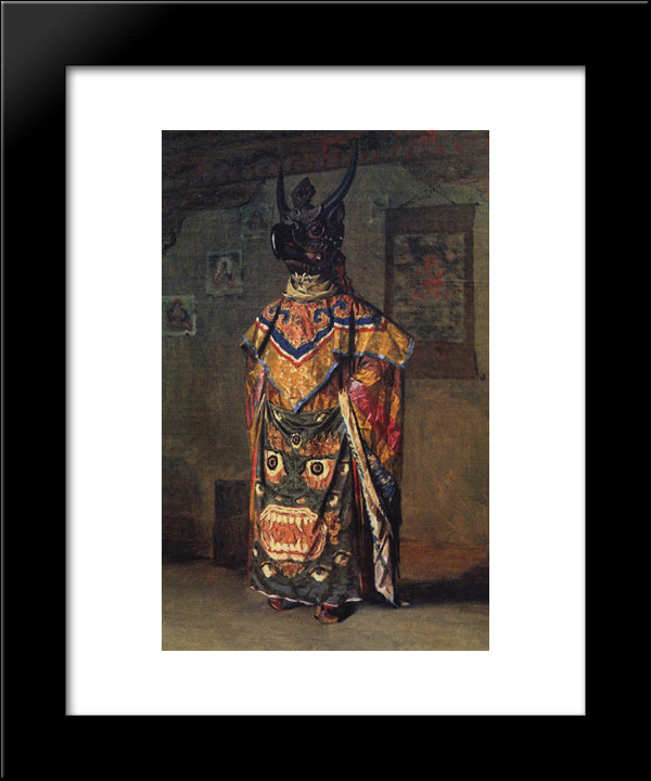 Buddhist Lama In A Monastery On A Holiday Pemionchi. Sikkim 20x24 Black Modern Wood Framed Art Print Poster by Vereshchagin, Vasily
