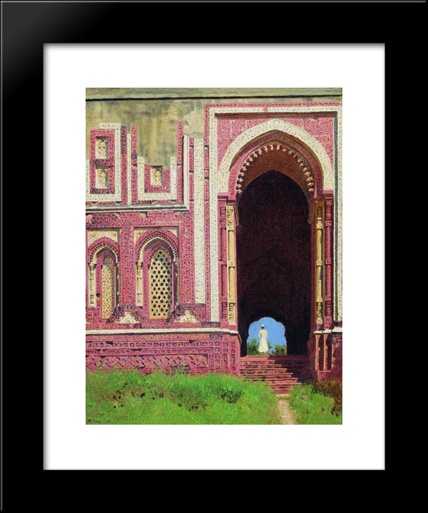 Gate Near The Qutub Minar. Old Delhi 20x24 Black Modern Wood Framed Art Print Poster by Vereshchagin, Vasily